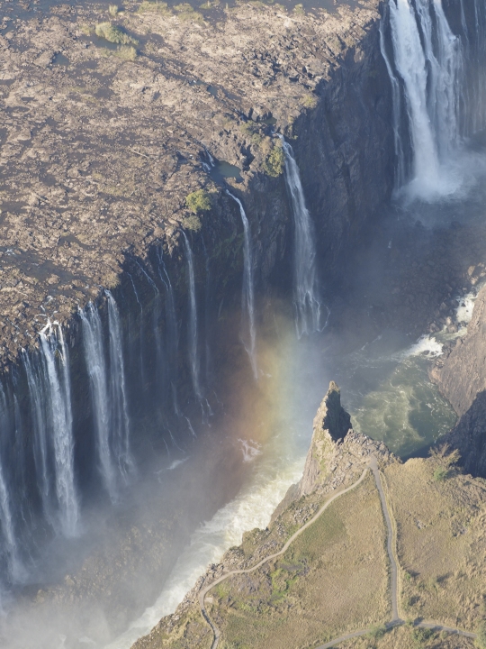 Aerial view with rainbow- Victoria Falls, Zimbabwe Africa